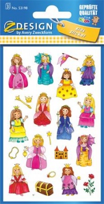 Matrica, papír, 3 ív, 76x120 mm, AVERY ZWECKFORM, "Z-Design No.53198", királylány